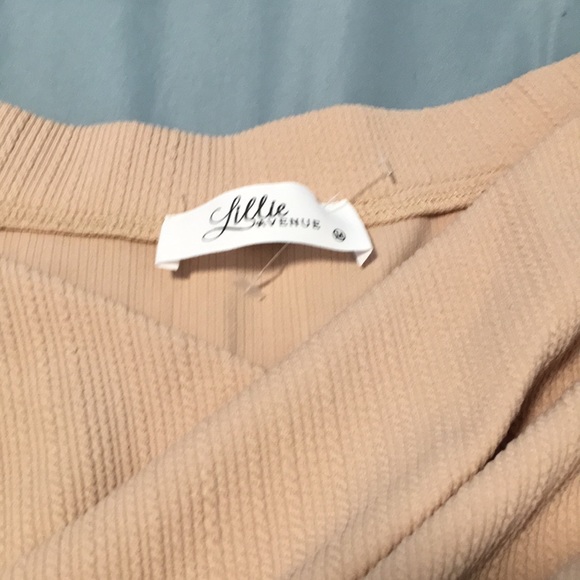 Over The Shoulder Peach Dress with Tulle Skirt - Picture 2 of 2